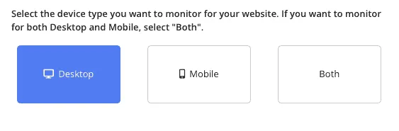 The device selector with three options — Desktop, Mobile and Both — and Desktop selected.