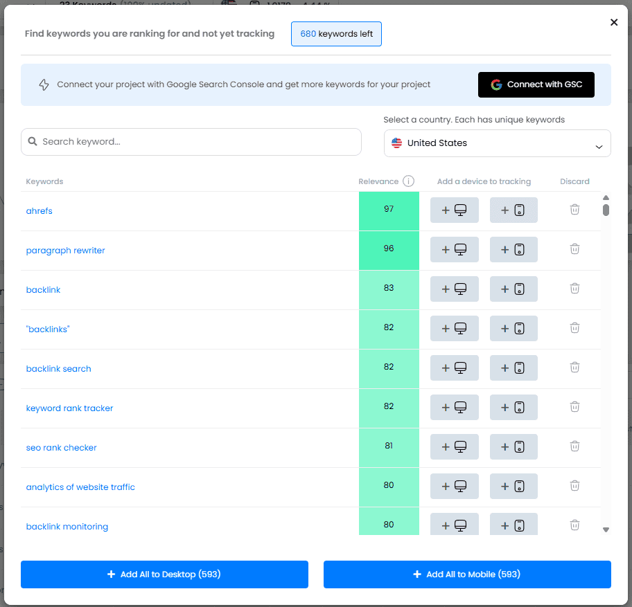 connect from keyword suggestions