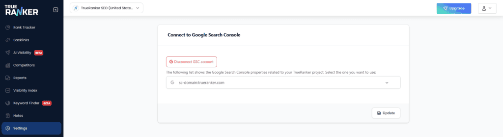GSC project settings