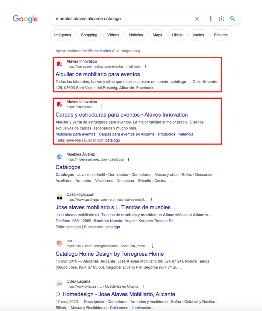 SEO cannibalization example