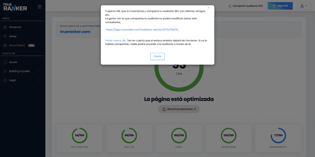 Compartir auditoría SEO